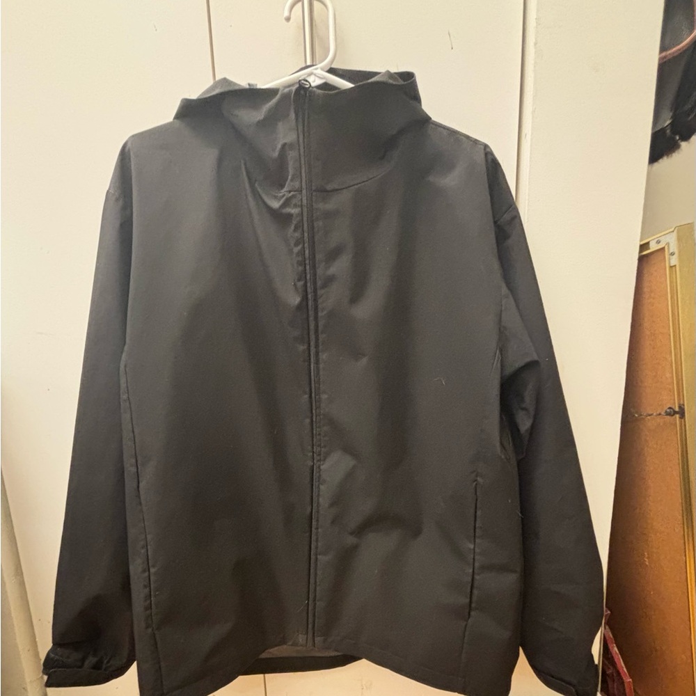 MUJI Black Hooded Rain Jacket